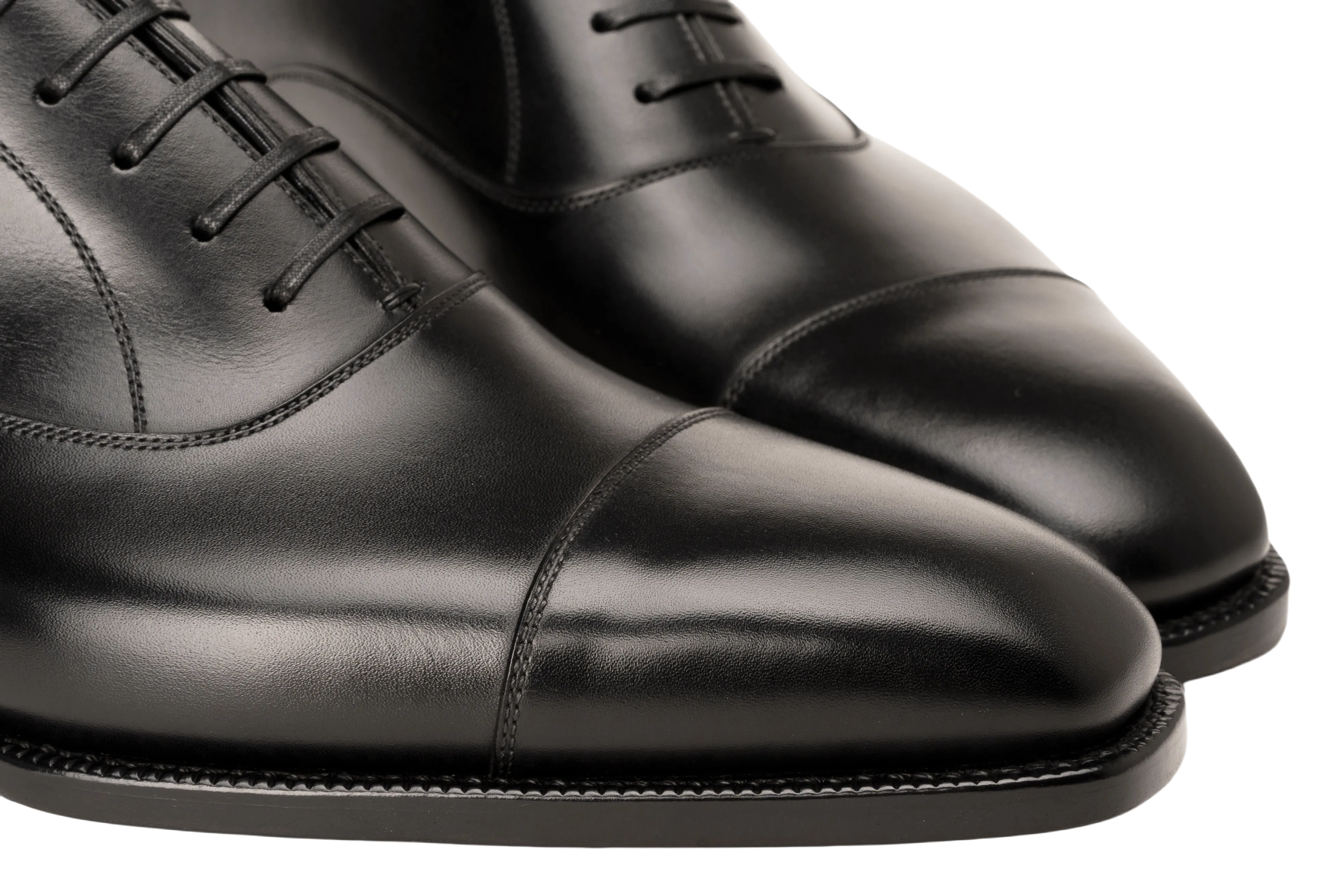 Raj Singhs Classic Black Italian Leather Cap Toe Oxford – Handcrafted Soft Square Toe Formal Shoes
