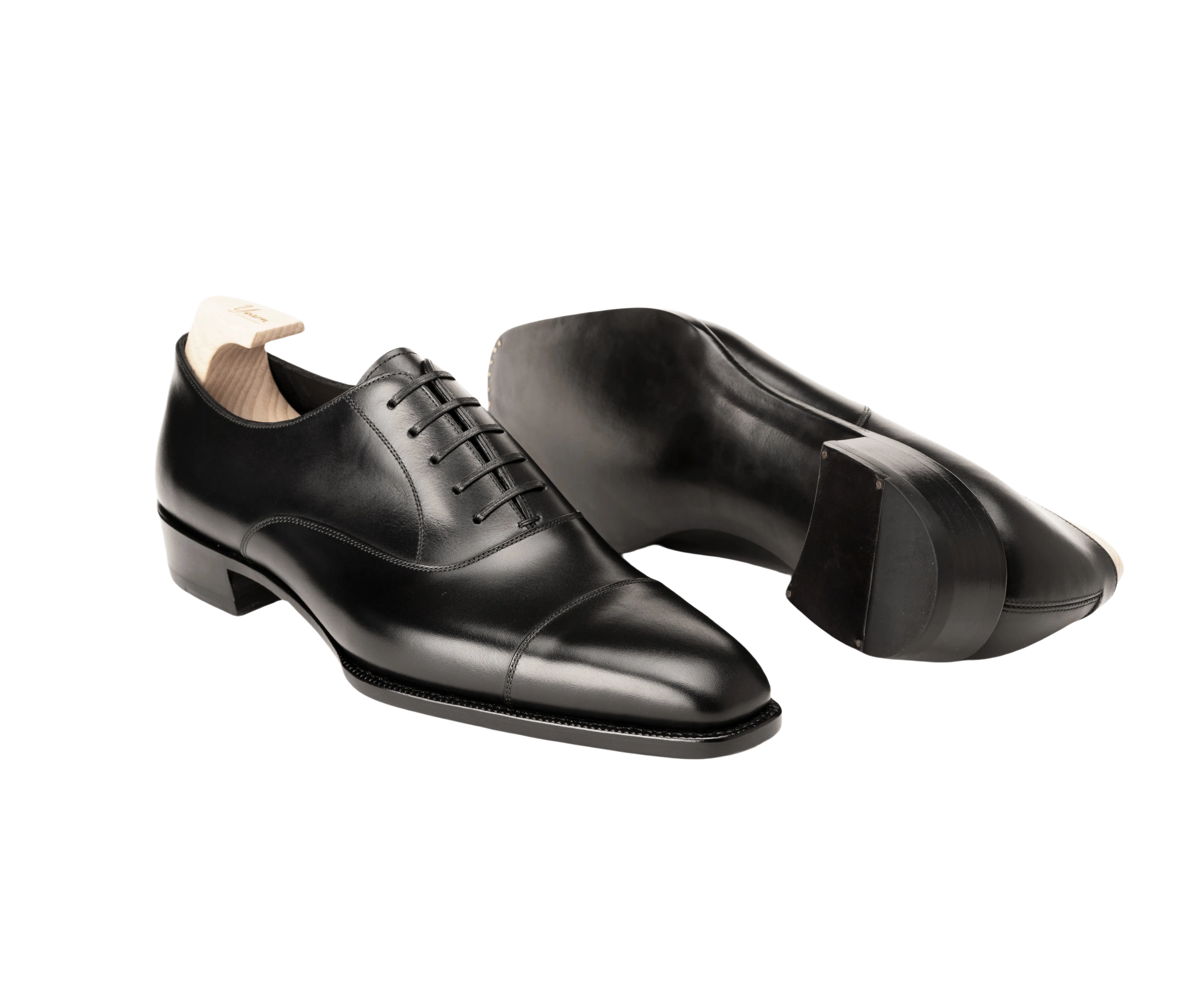 Raj Singhs Classic Black Italian Leather Cap Toe Oxford – Handcrafted Soft Square Toe Formal Shoes