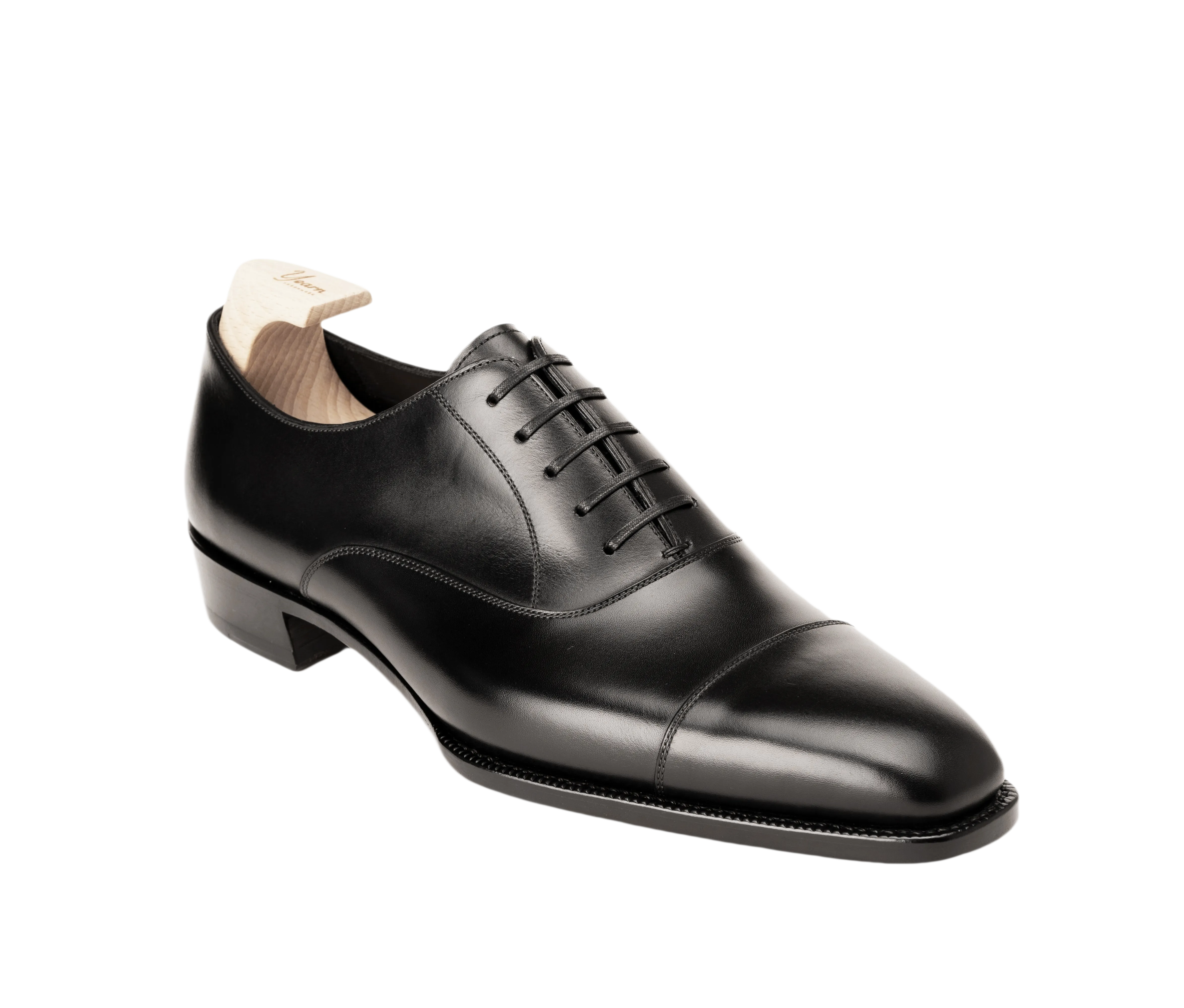 Raj Singhs Classic Black Italian Leather Cap Toe Oxford – Handcrafted Soft Square Toe Formal Shoes