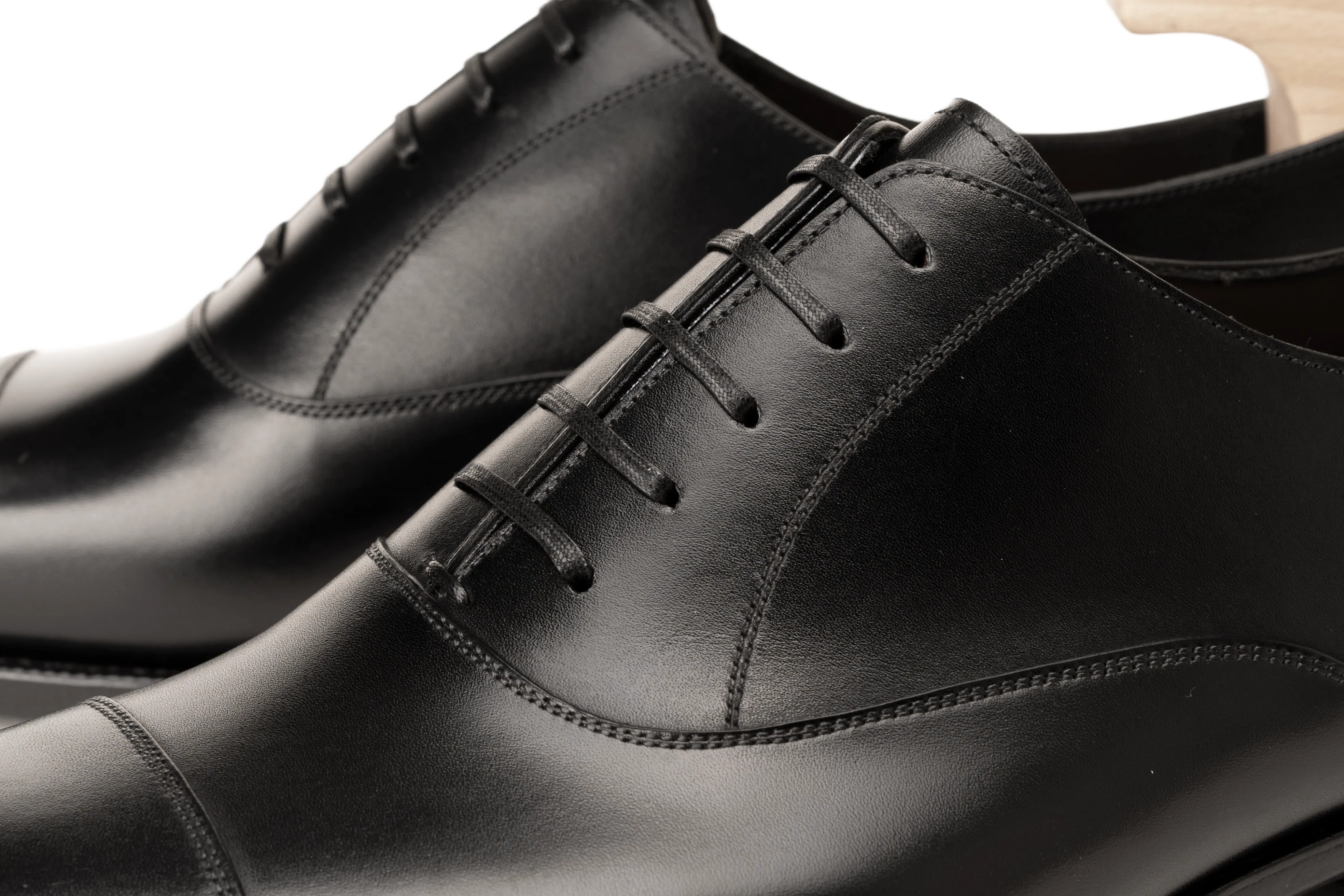 Raj Singhs Classic Black Italian Leather Cap Toe Oxford – Handcrafted Soft Square Toe Formal Shoes