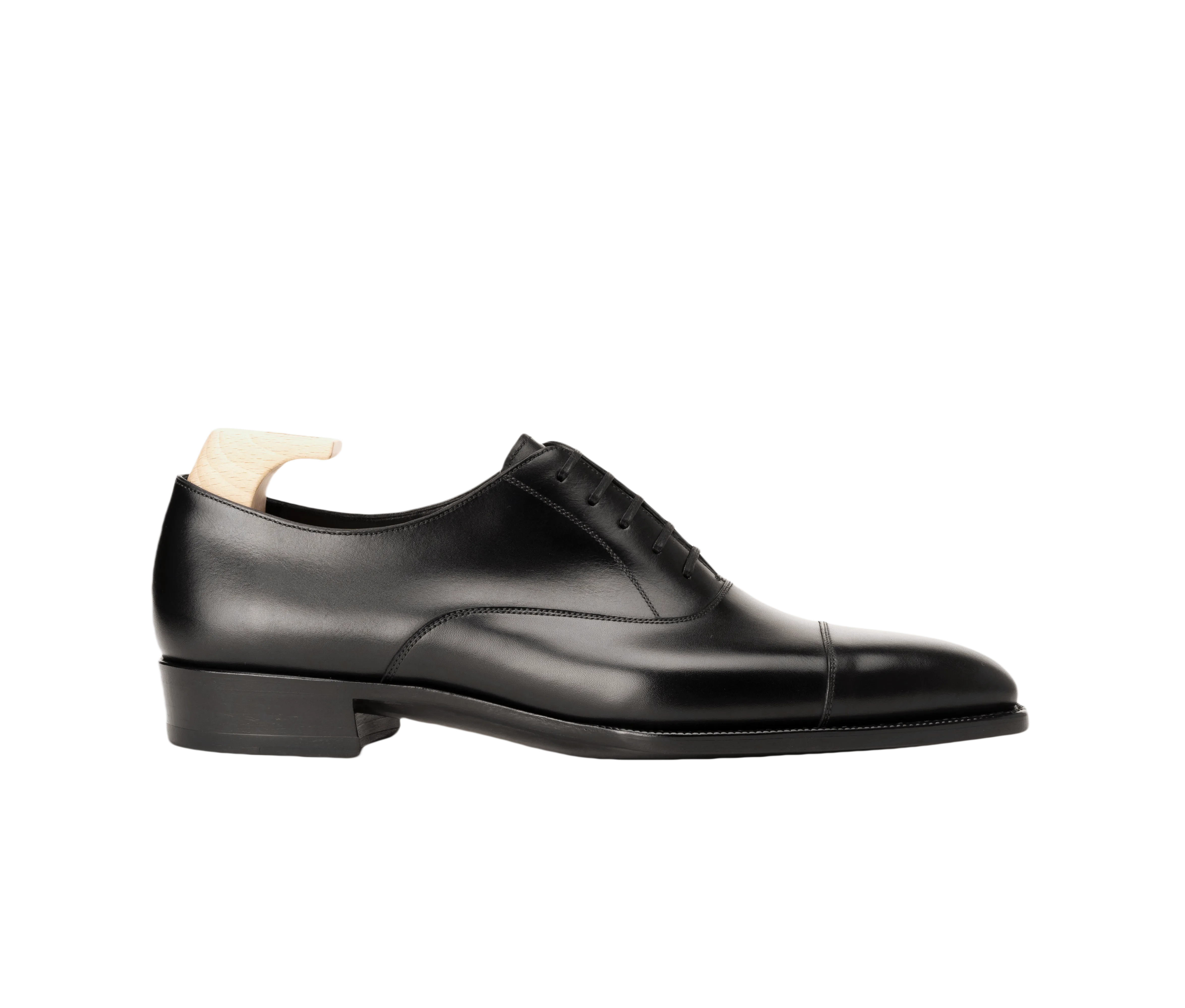 Raj Singhs Classic Black Italian Leather Cap Toe Oxford – Handcrafted Soft Square Toe Formal Shoes