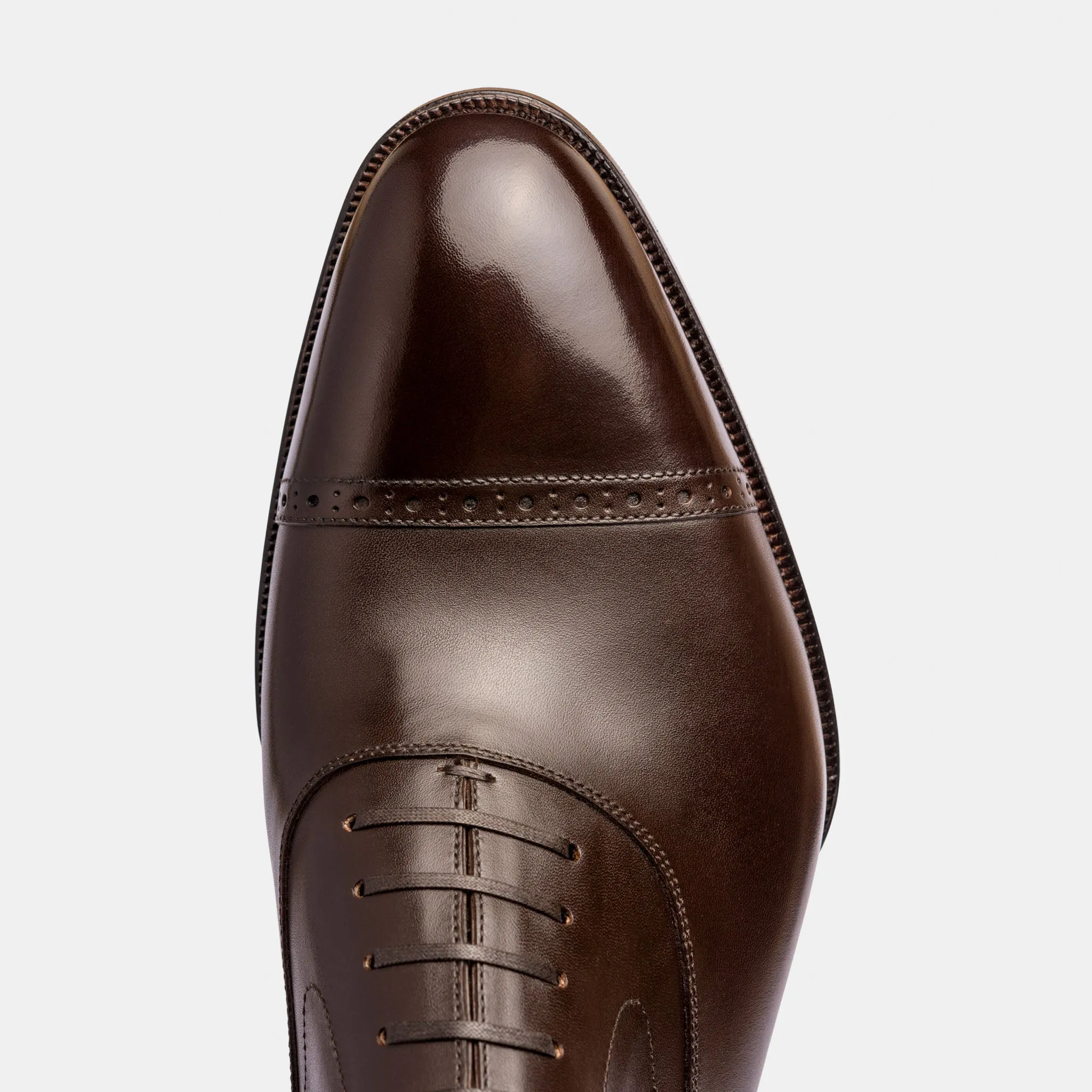 Raj Singhs Classic Oxford Cap Toe in Dark Brown – Italian Leather Elegance