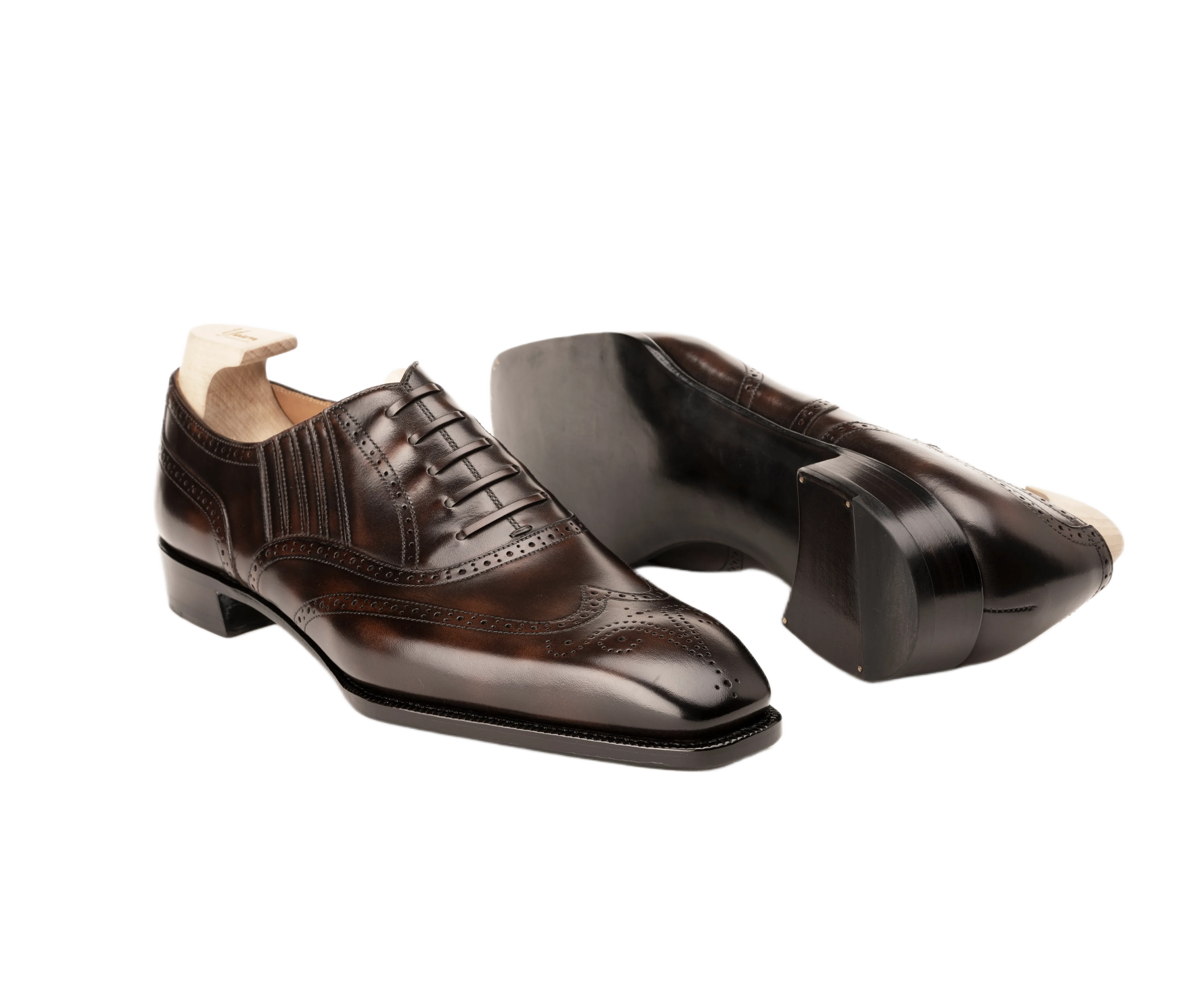 Raj Singh's Handcrafted Museum Patina Full Brogue Lazyman – Italian Leather Dress Shoe