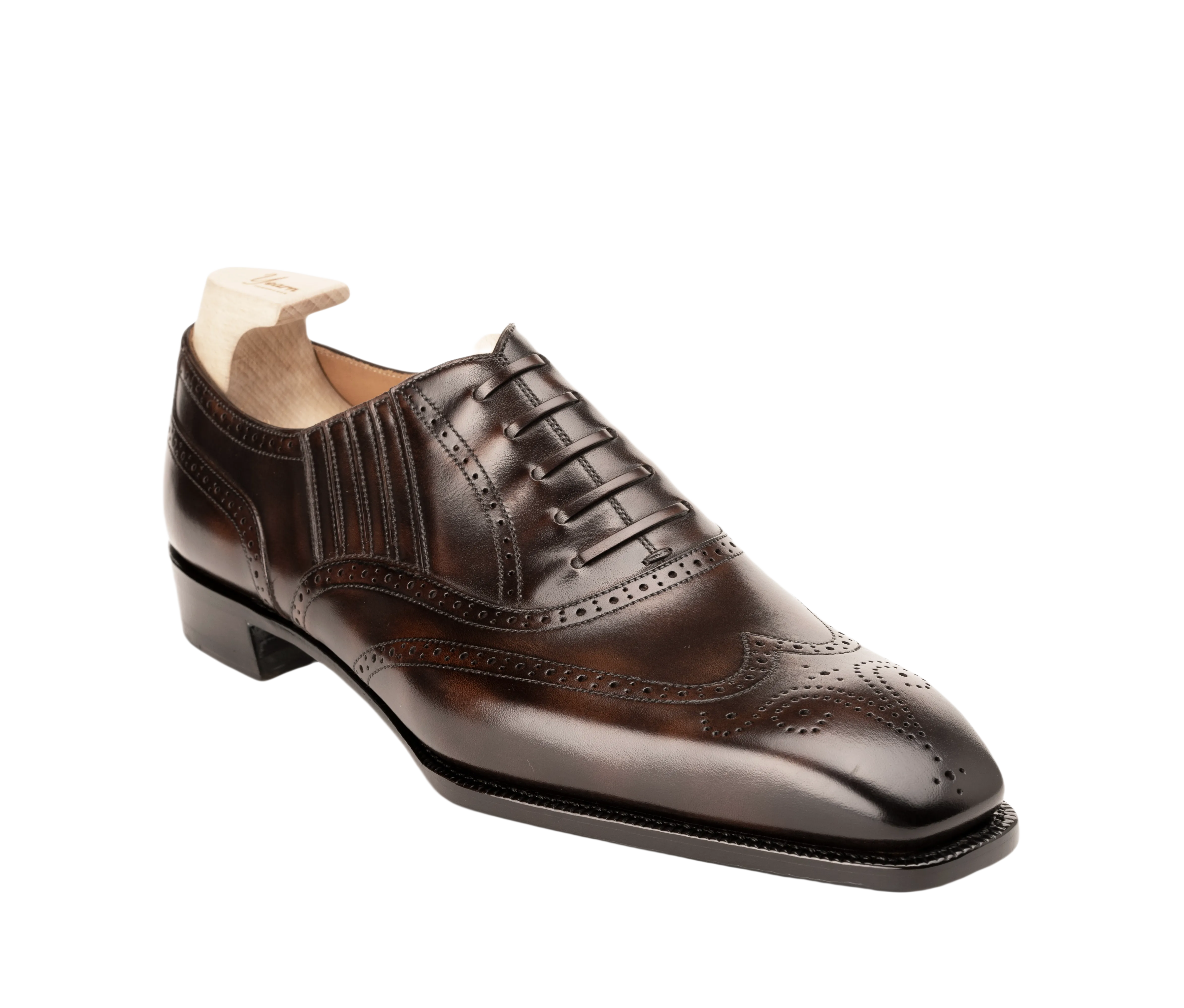 Raj Singh's Handcrafted Museum Patina Full Brogue Lazyman – Italian Leather Dress Shoe