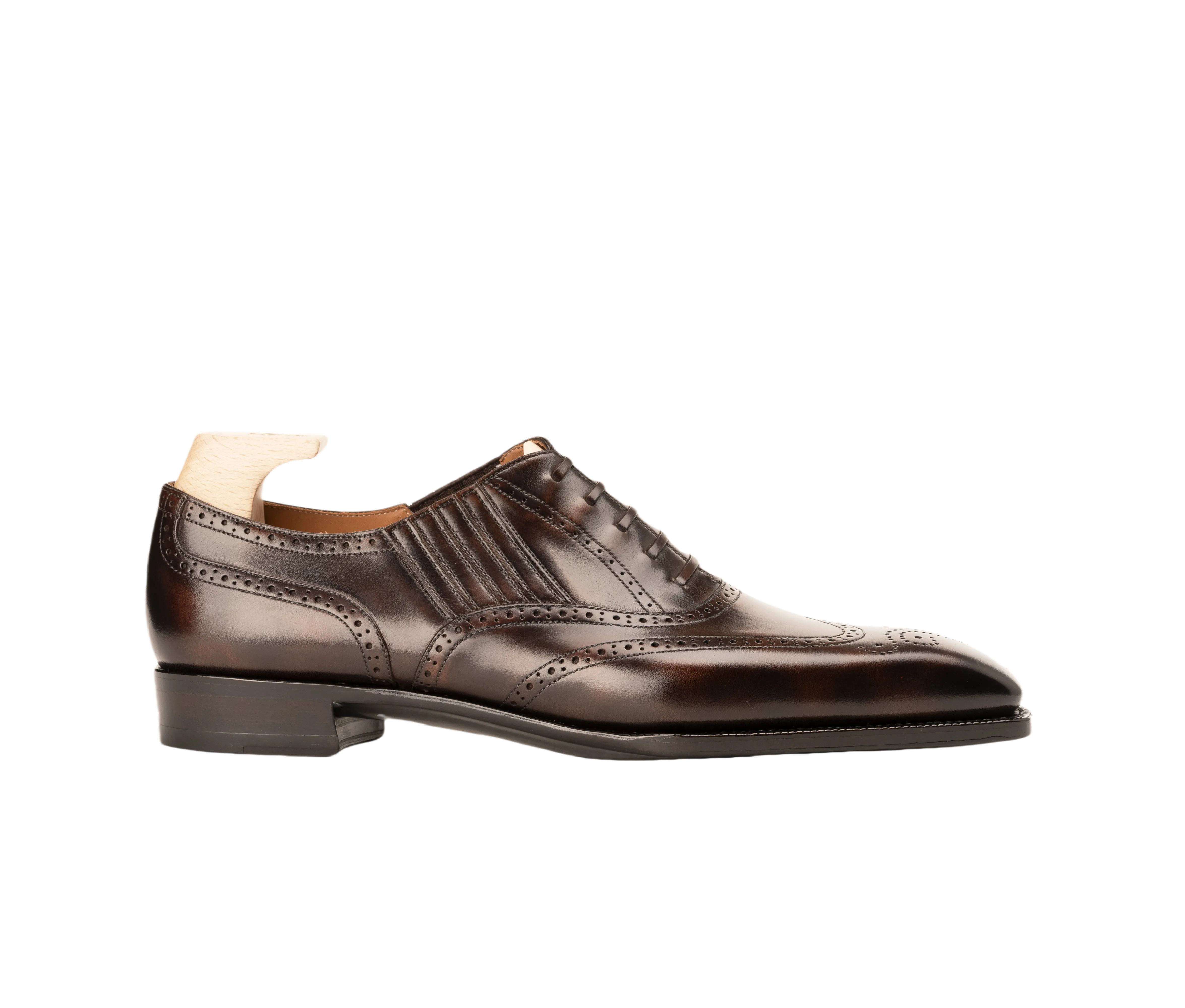 Raj Singh's Handcrafted Museum Patina Full Brogue Lazyman – Italian Leather Dress Shoe