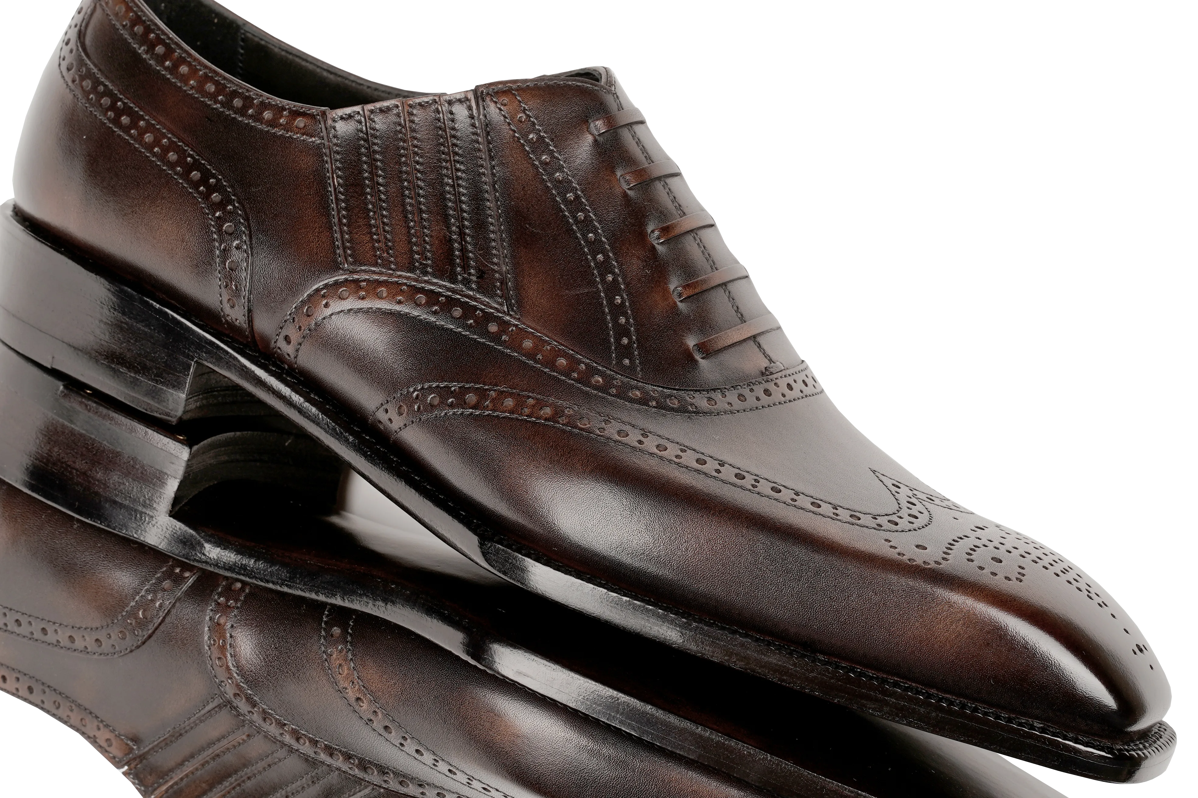 Raj Singh's Handcrafted Museum Patina Full Brogue Lazyman – Italian Leather Dress Shoe