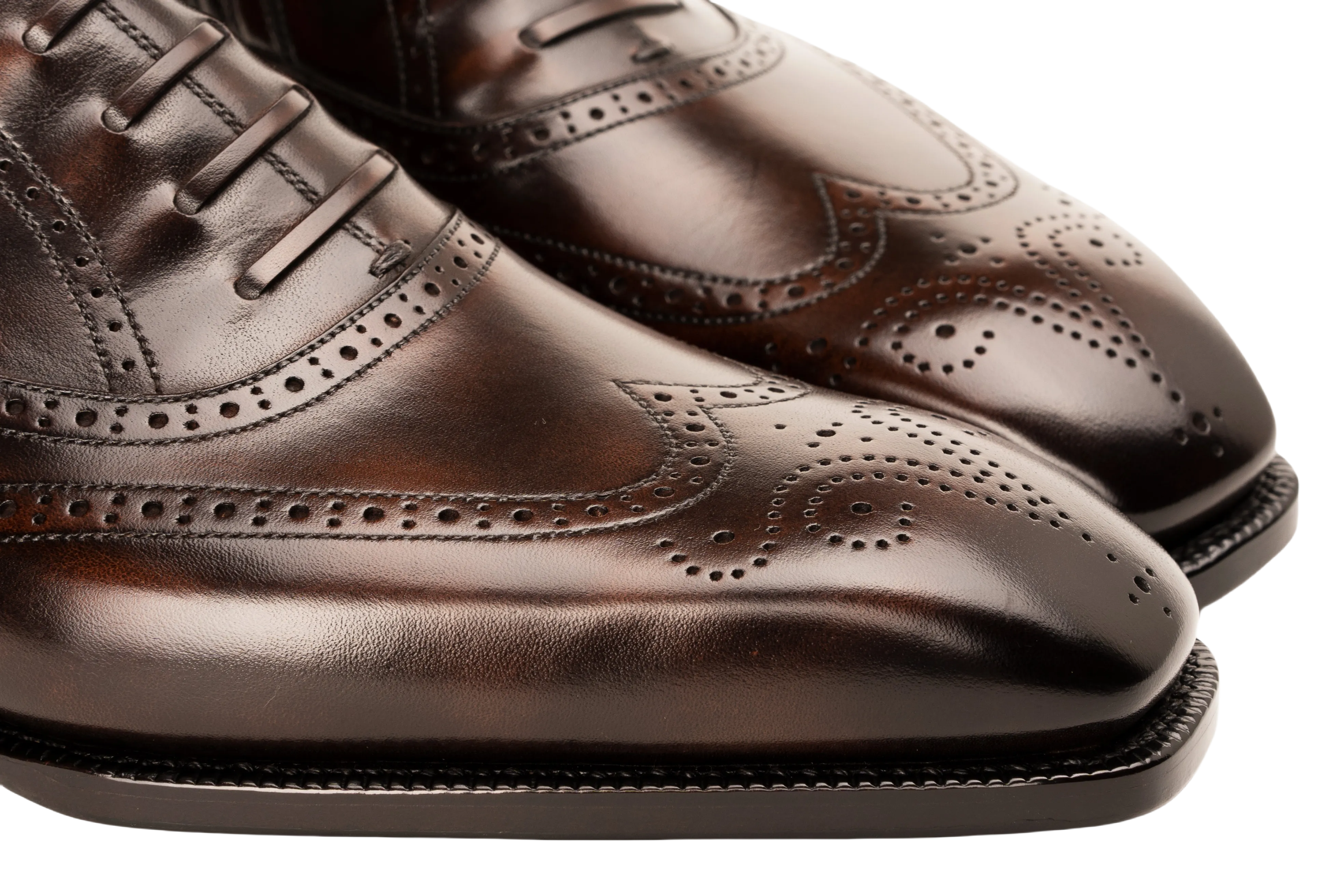 Raj Singh's Handcrafted Museum Patina Full Brogue Lazyman – Italian Leather Dress Shoe