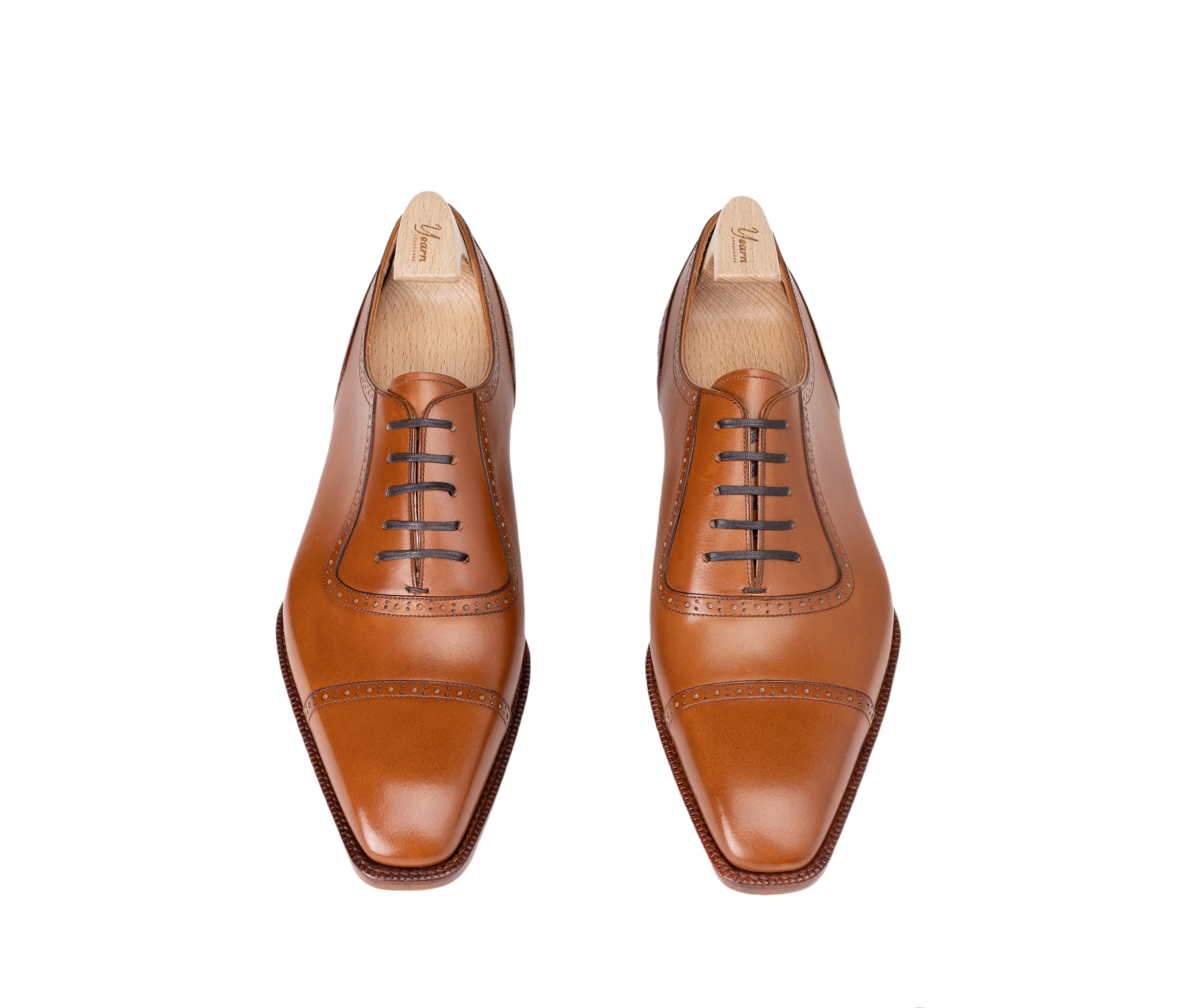 Raj Singhs Tan Italian Leather Oxford – Elegant Handcrafted Chisel Toe Dress Shoes