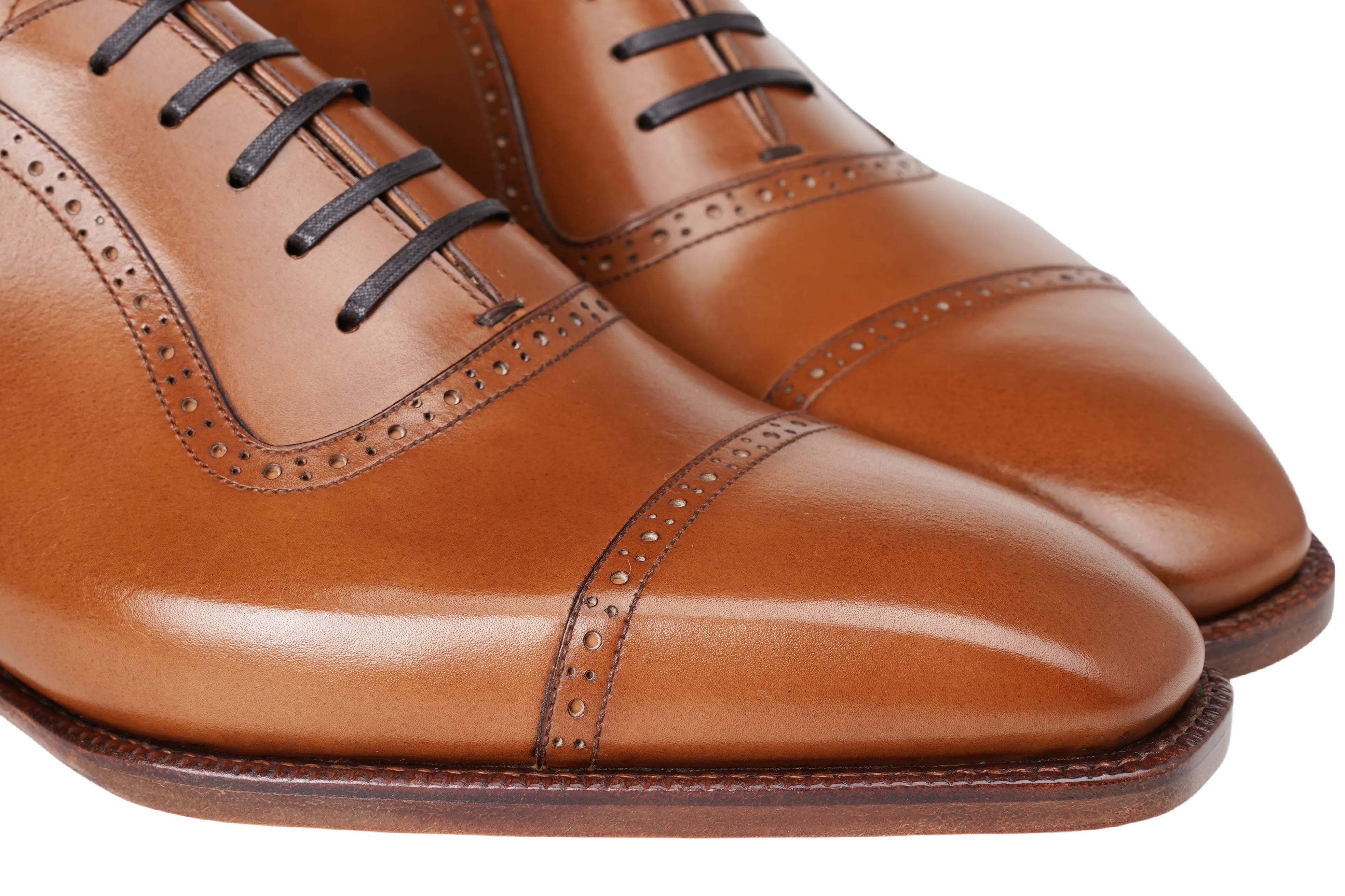 Raj Singhs Tan Italian Leather Oxford – Elegant Handcrafted Chisel Toe Dress Shoes