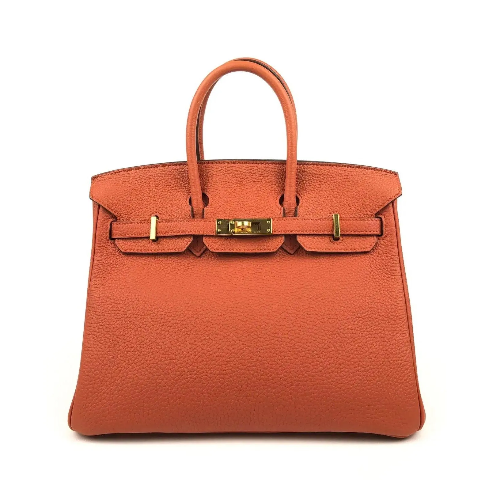 Rare HERMES Birkin 25 Terre Battue Orange Togo Leather Bag