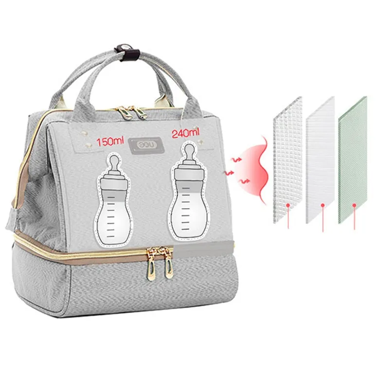 Realaiot Baby Diaper Nappy Travel Tote Bag With USB Mini Breast Pump Bag Lunch Breastmilk Cooler Insulated Backpack For Mummy Maternity