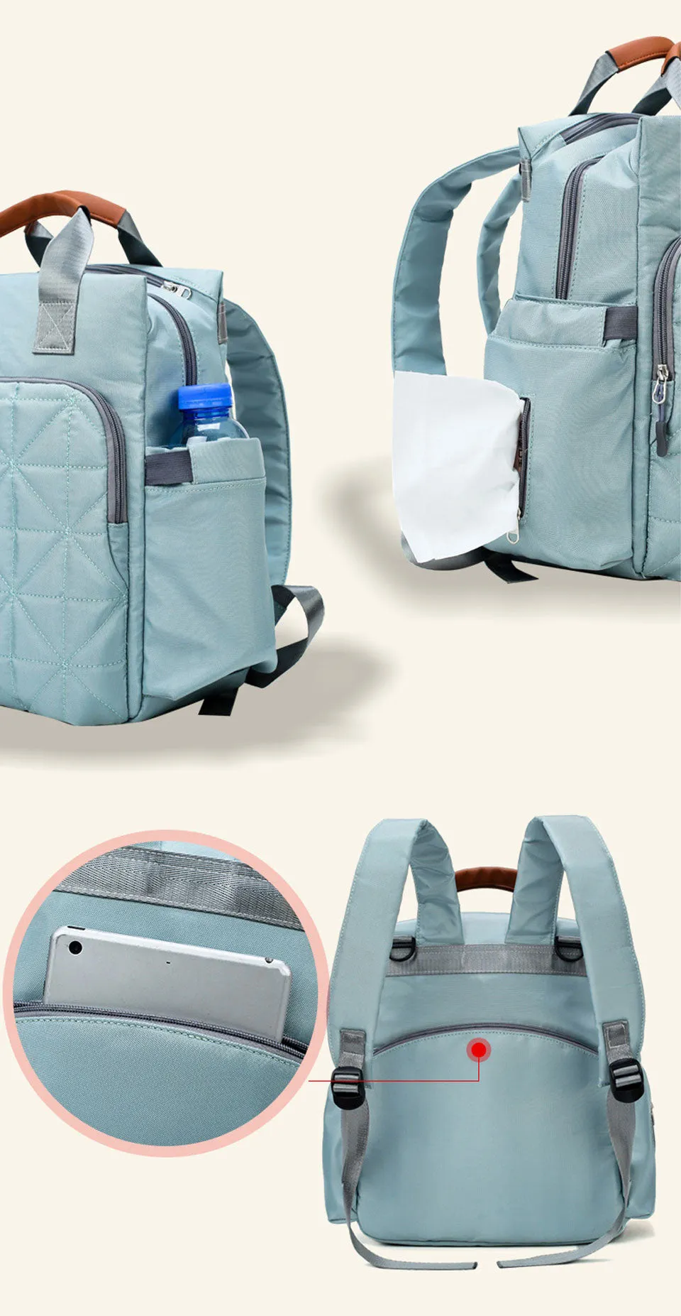 Realaiot Diaper Bag Backpack Mummy Maternity Nappy Bag Travel Handbag Baby Stroller Bag Organizer