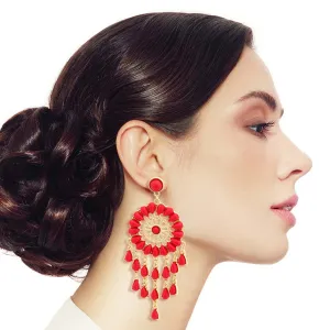 Red Bead Dream Catcher Earrings