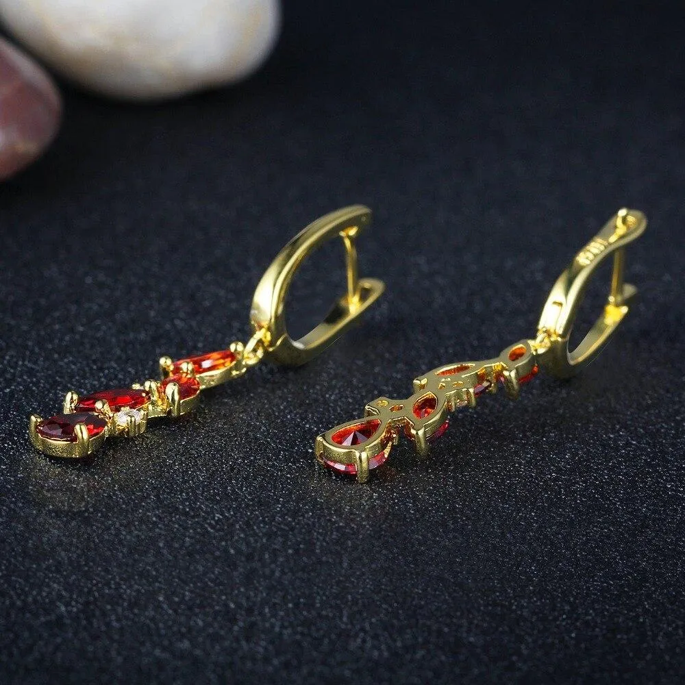 Red Cubic Zirconia Long Drop Earring Fashion Party Jewelry Earrings For Women Best Gift For Her