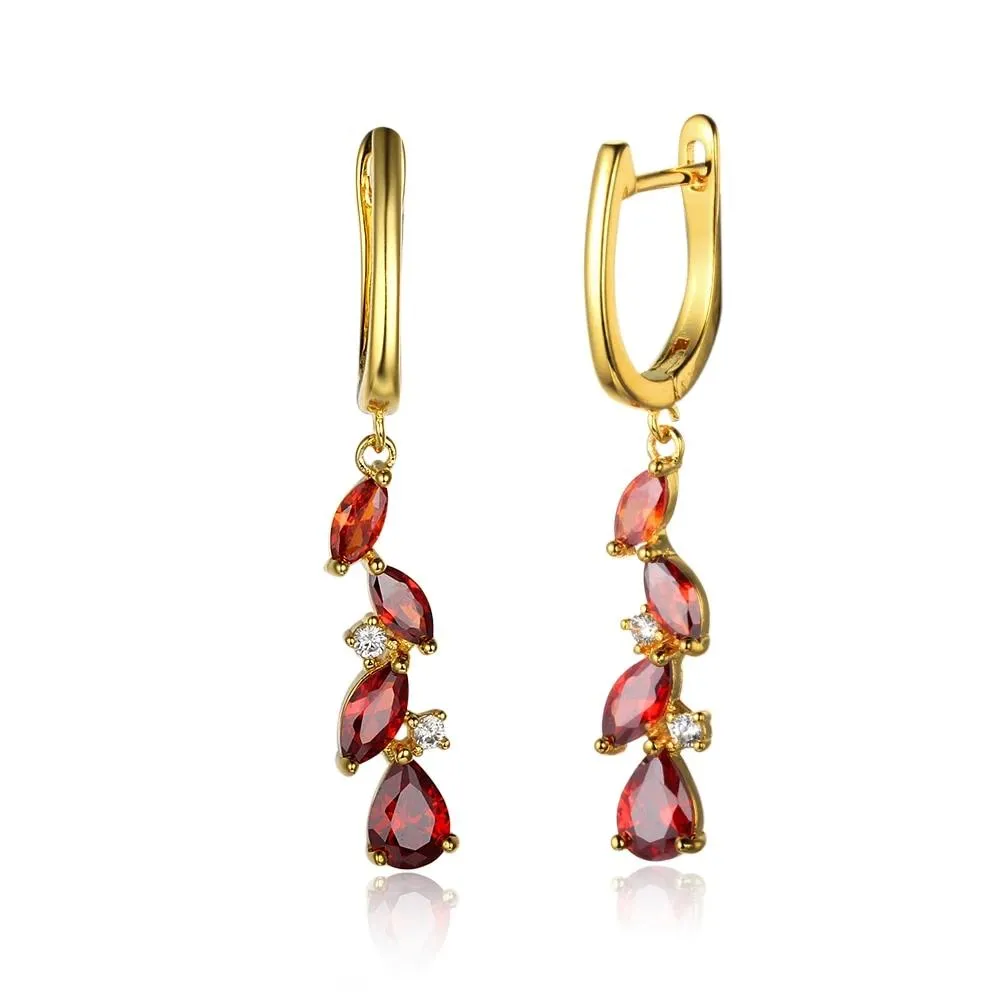 Red Cubic Zirconia Long Drop Earring Fashion Party Jewelry Earrings For Women Best Gift For Her