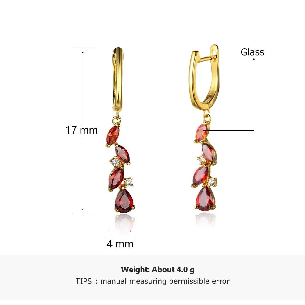 Red Cubic Zirconia Long Drop Earring Fashion Party Jewelry Earrings For Women Best Gift For Her