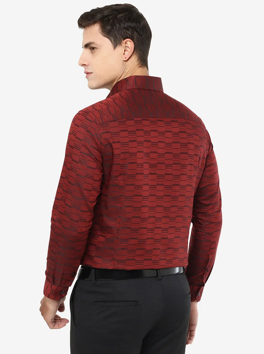 Red Printed Slim Fit Party Wear Shirt | Greenfibre