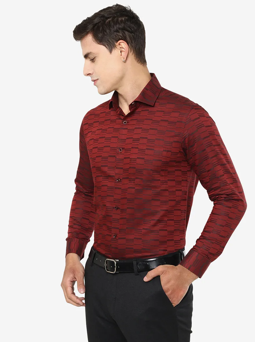 Red Printed Slim Fit Party Wear Shirt | Greenfibre