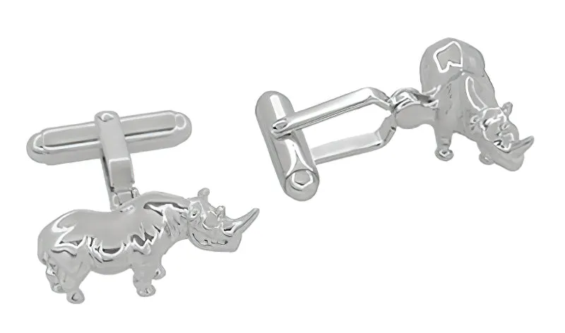 Rhinoceros Cufflinks in Sterling Silver