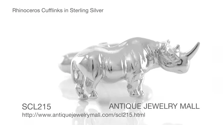Rhinoceros Cufflinks in Sterling Silver