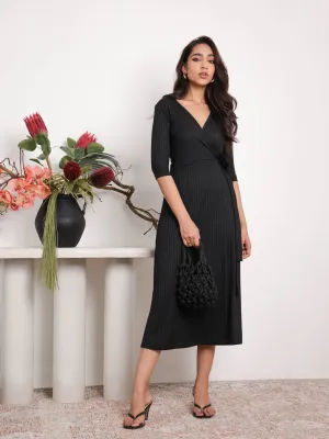 Rib Midi Wrap Dress