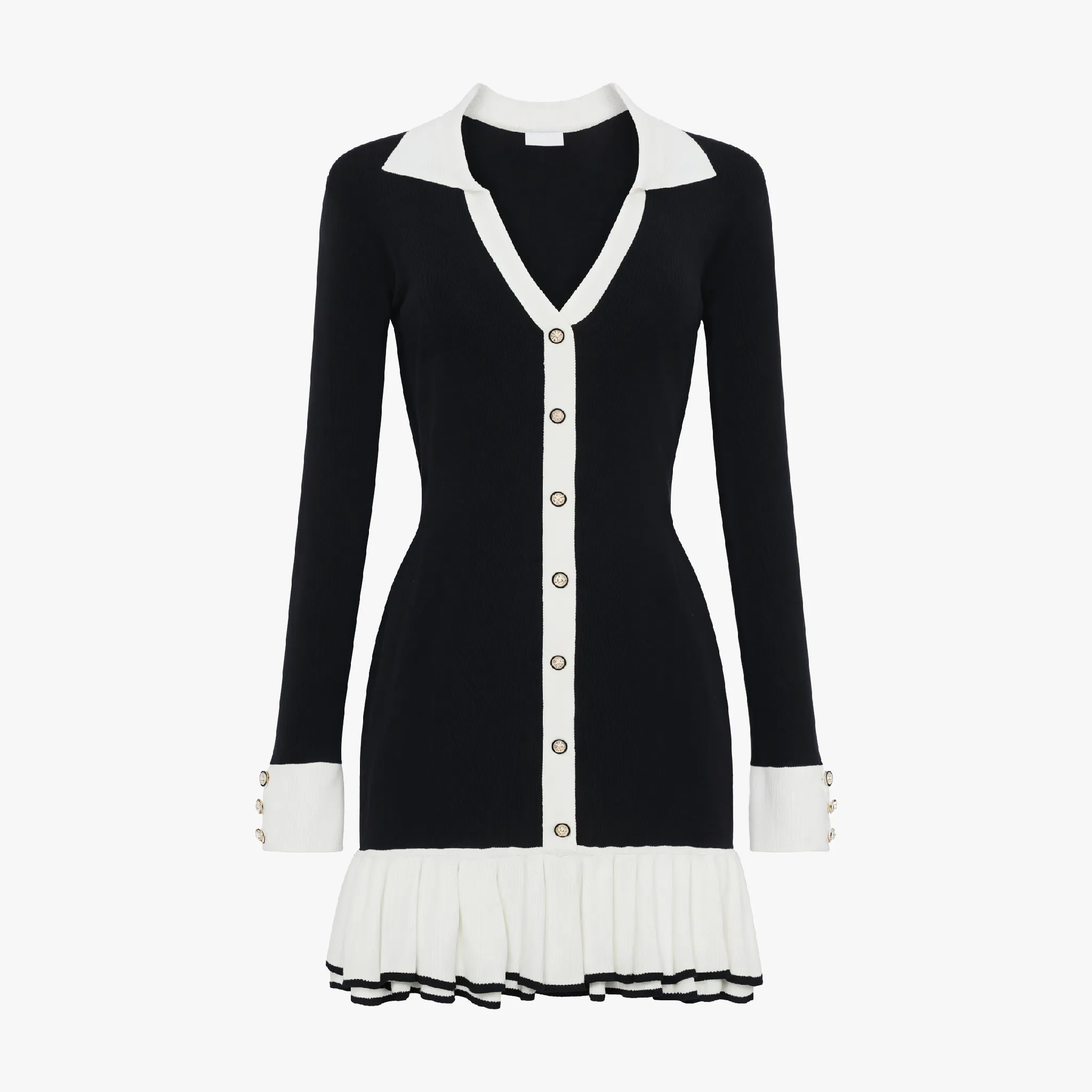 Ribbed Knit Dress with Ruffle Hem