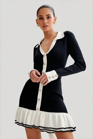 Ribbed Knit Dress with Ruffle Hem