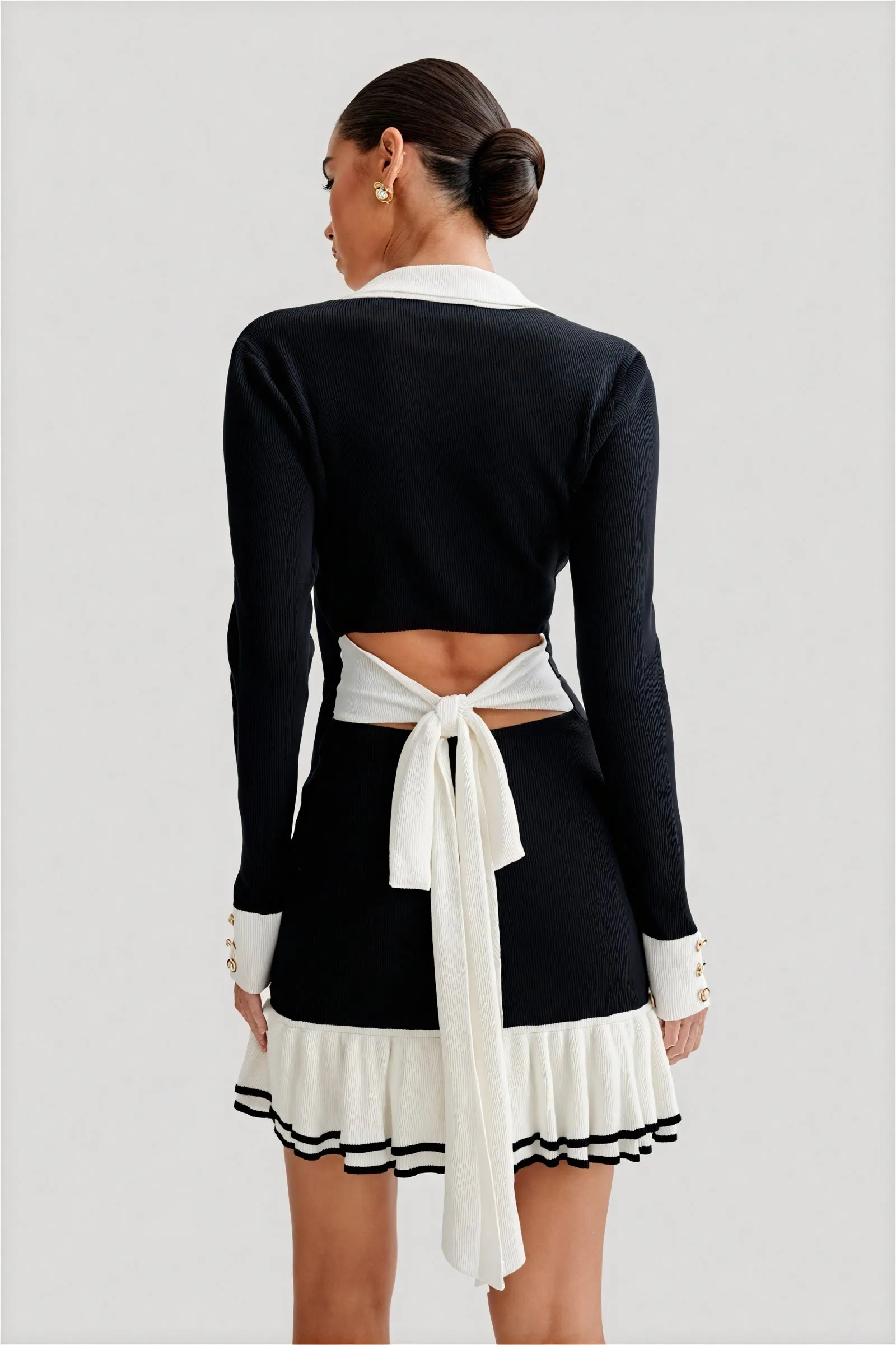 Ribbed Knit Dress with Ruffle Hem