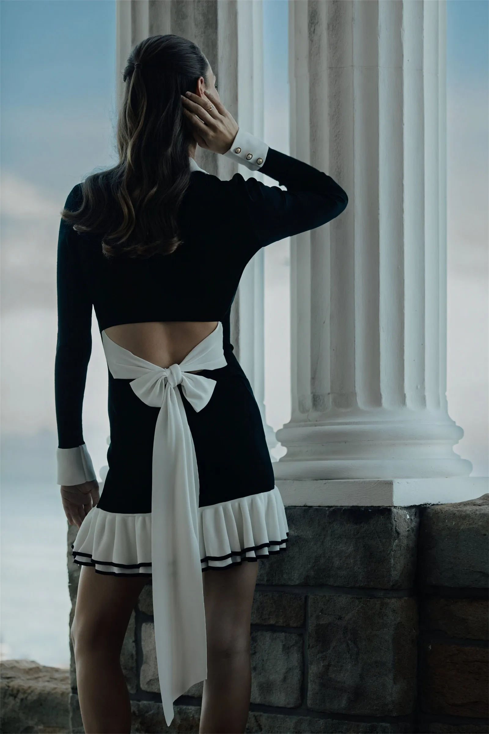 Ribbed Knit Dress with Ruffle Hem
