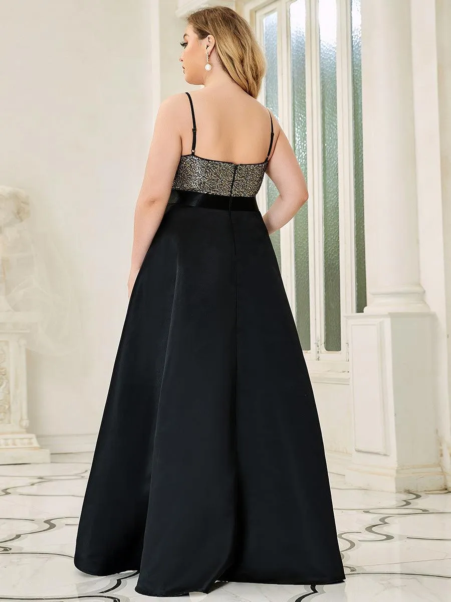 Robe de Bal Grande Taille Scintillante Sexy avec Dos Nu et Ourlet Irrégulier