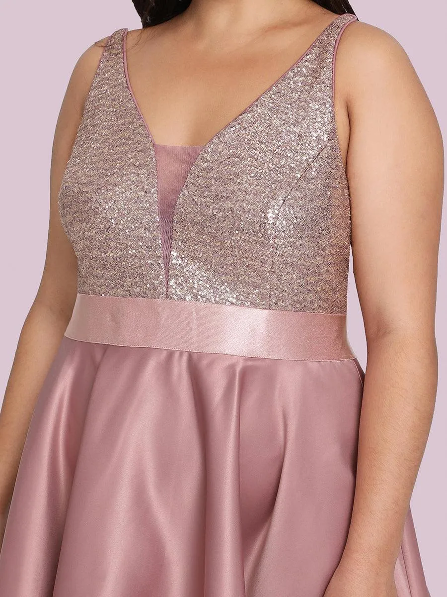 Robe de Bal Grande Taille Scintillante Sexy avec Dos Nu et Ourlet Irrégulier