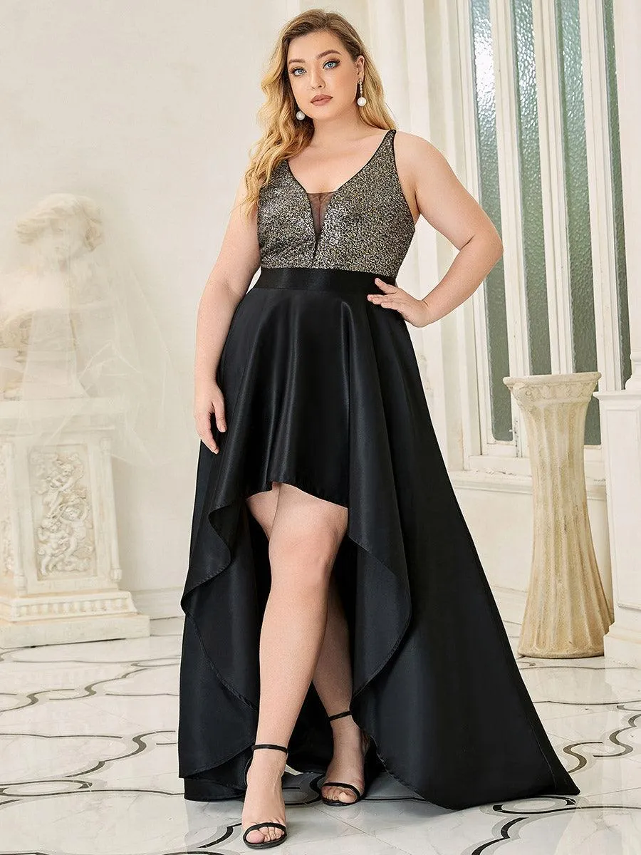 Robe de Bal Grande Taille Scintillante Sexy avec Dos Nu et Ourlet Irrégulier