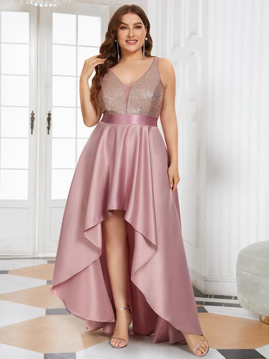 Robe de Bal Grande Taille Scintillante Sexy avec Dos Nu et Ourlet Irrégulier