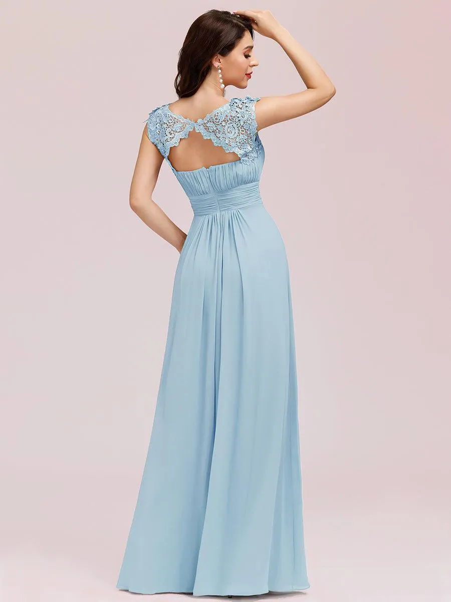Robe de soirée élégante longue en dentelle à manches longues