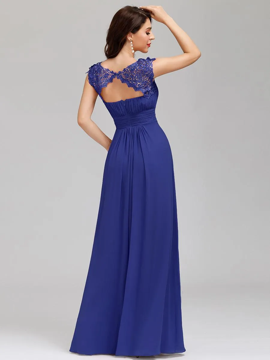 Robe de soirée élégante longue en dentelle à manches longues