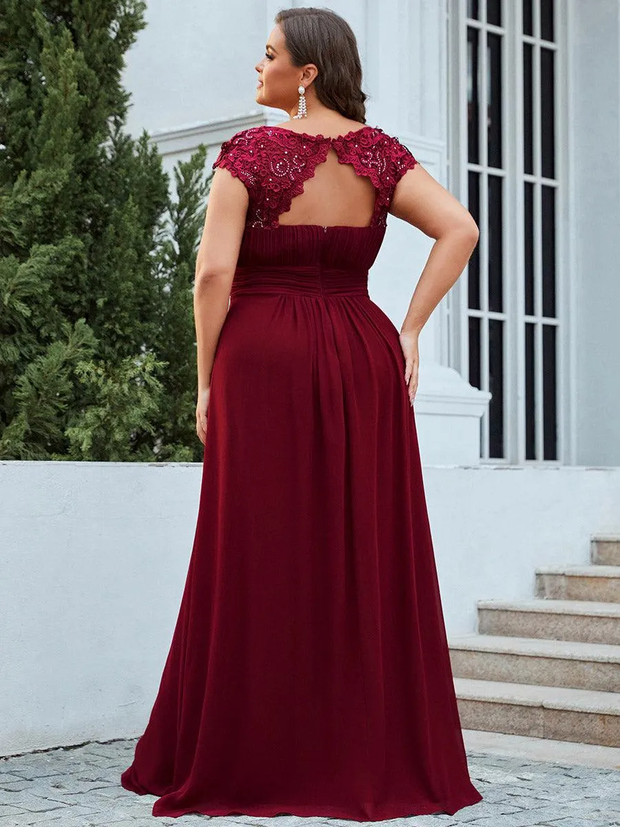 Robe de soirée élégante longue en dentelle à manches longues