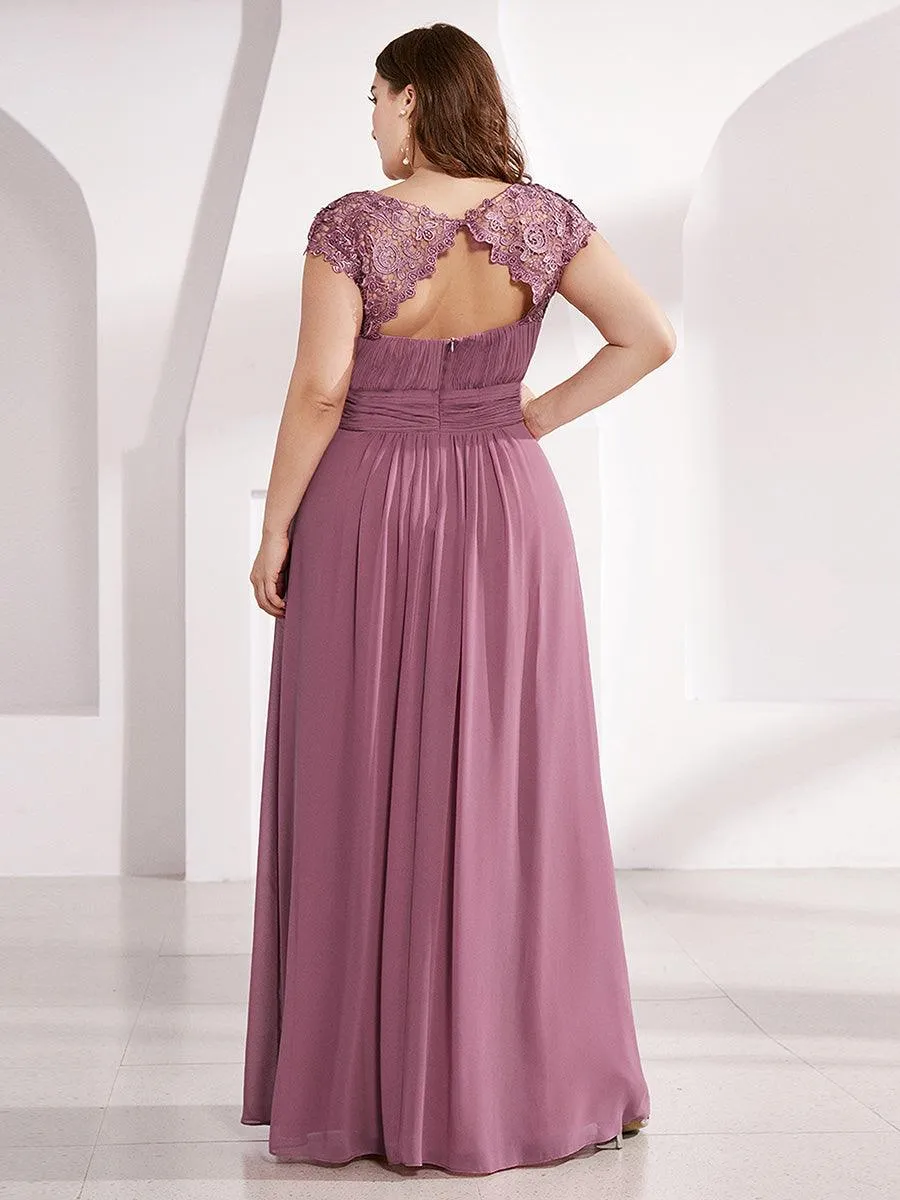 Robe de soirée élégante longue en dentelle à manches longues