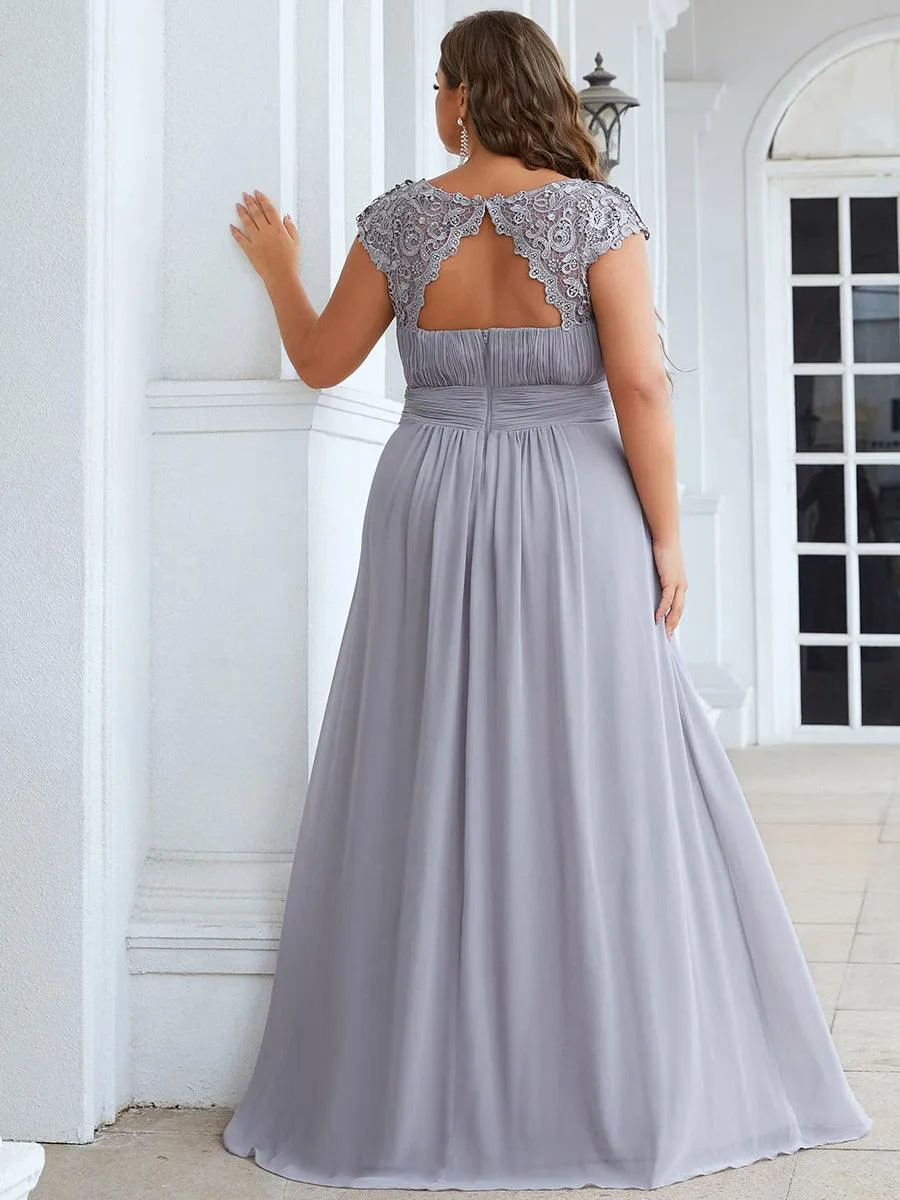 Robe de soirée élégante longue en dentelle à manches longues