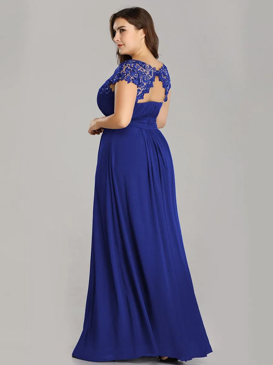 Robe de soirée élégante longue en dentelle à manches longues