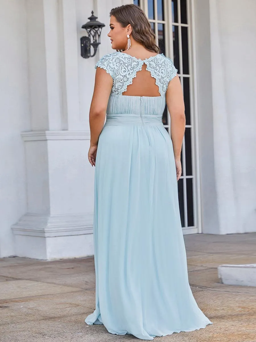 Robe de soirée élégante longue en dentelle à manches longues