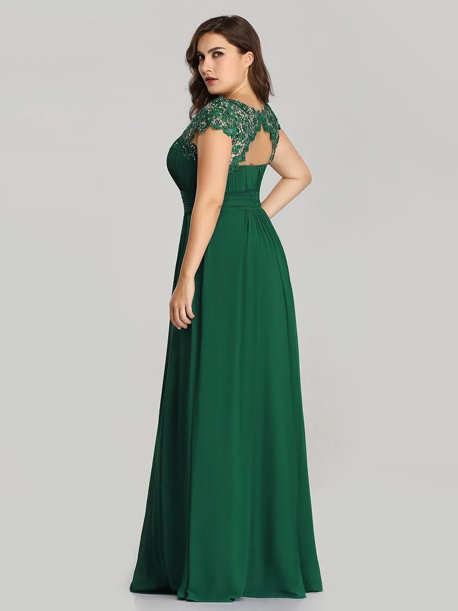 Robe de soirée élégante longue en dentelle à manches longues