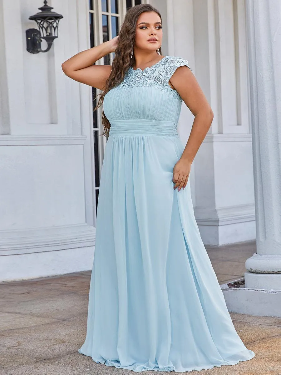 Robe de soirée élégante longue en dentelle à manches longues