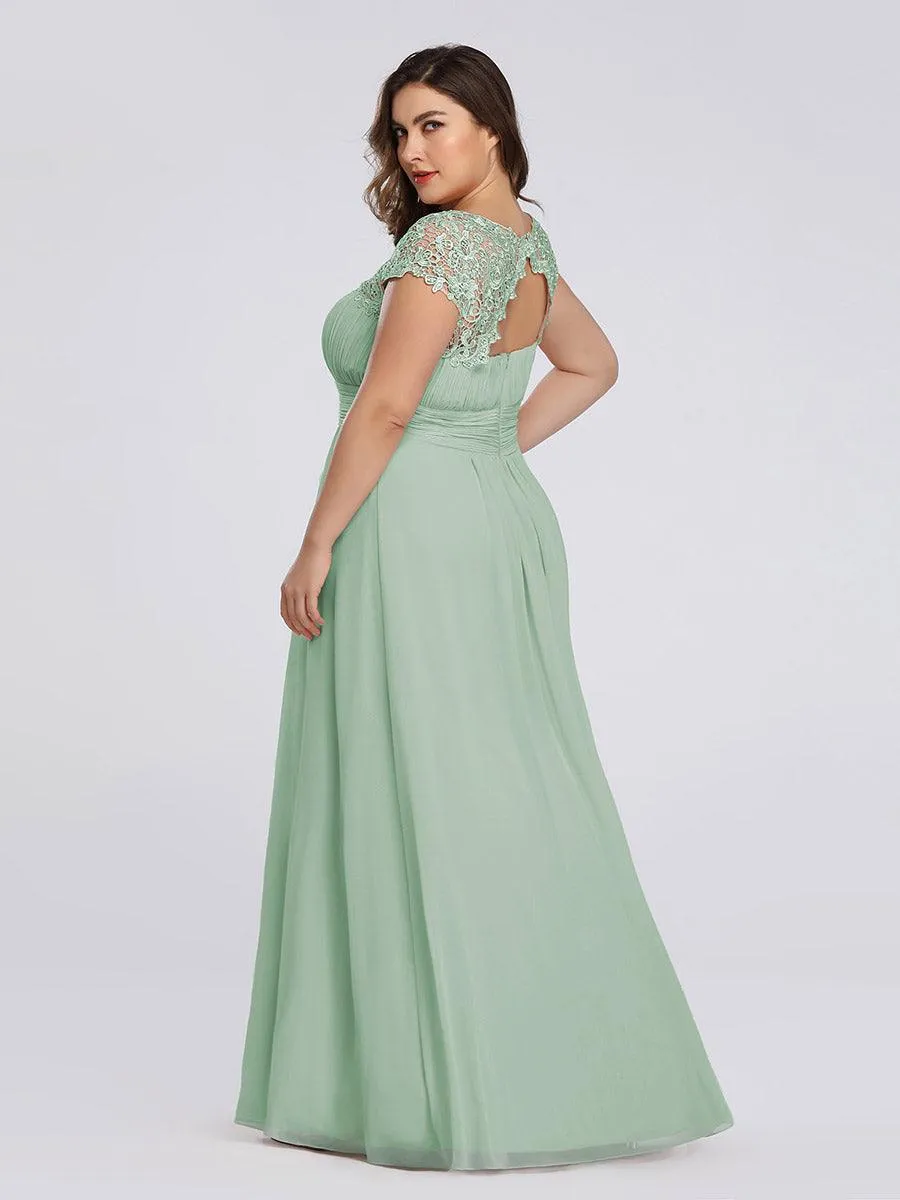 Robe de soirée élégante longue en dentelle à manches longues