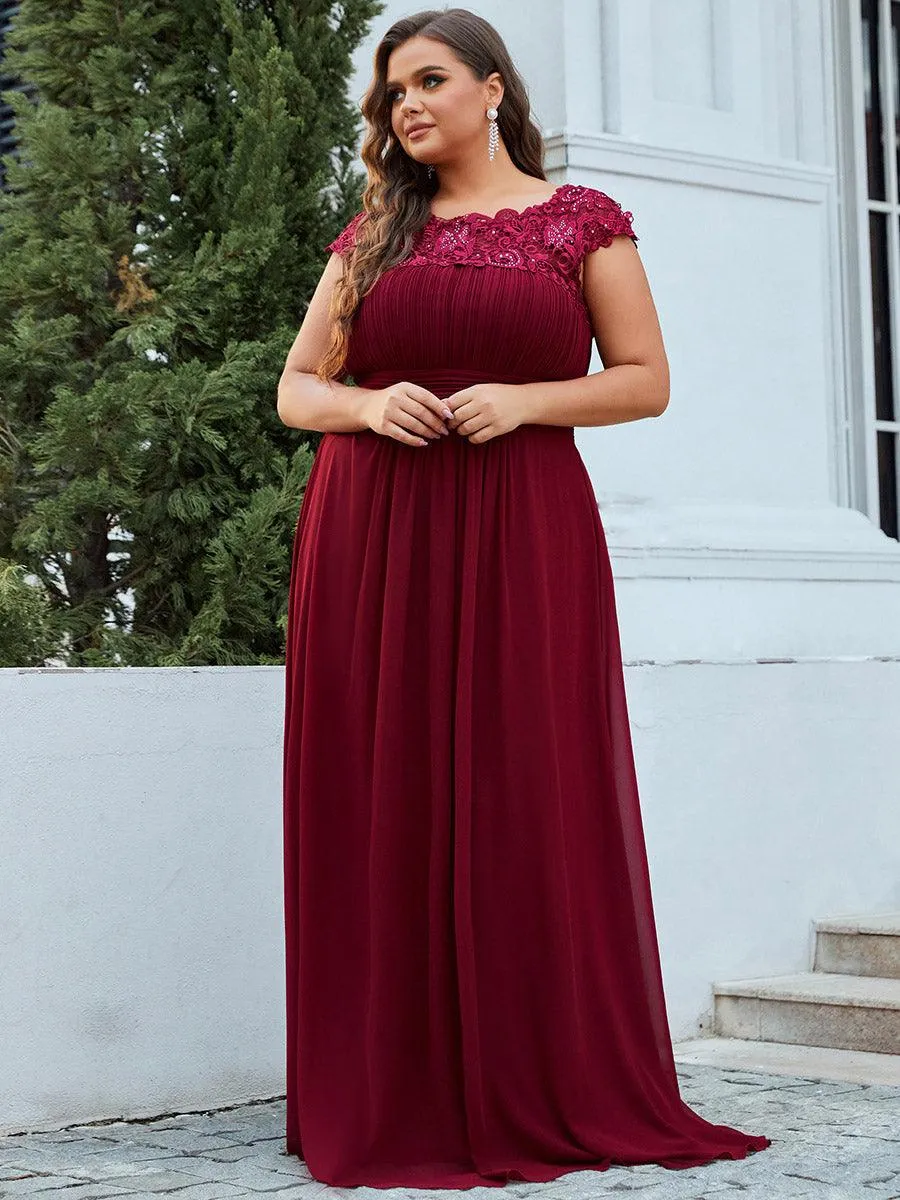 Robe de soirée élégante longue en dentelle à manches longues
