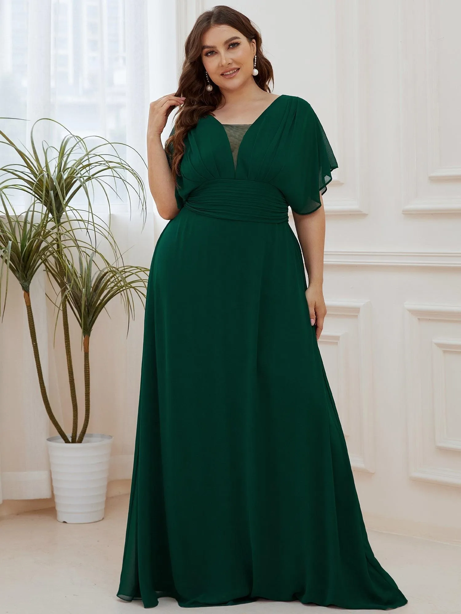Robe invitée mariage en mousseline de soie A-line