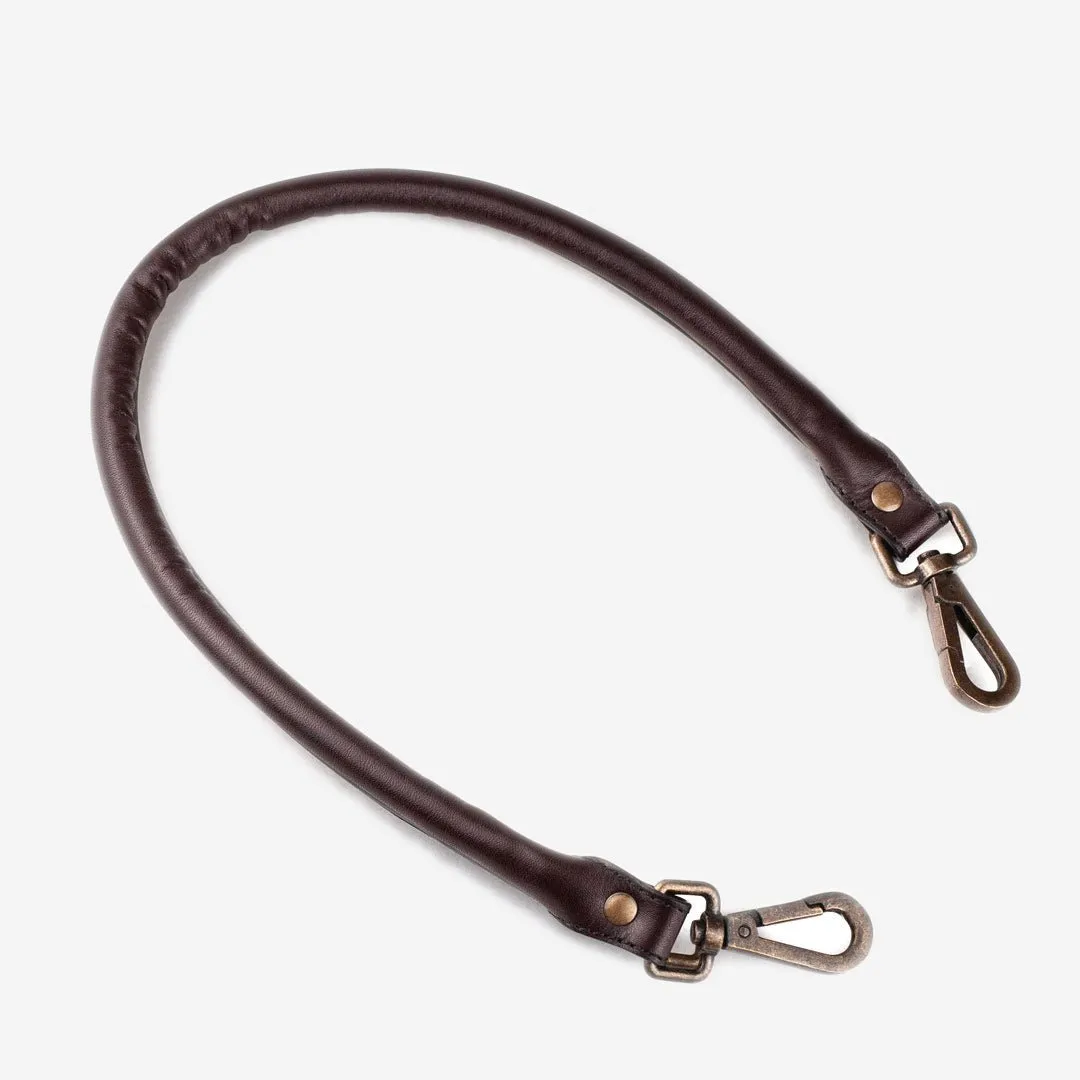 Rolled Elbow - Italian Leather and Antique Brass Deep Brown Strap