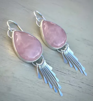 Rose Quartz Fringe Earring- Reserved