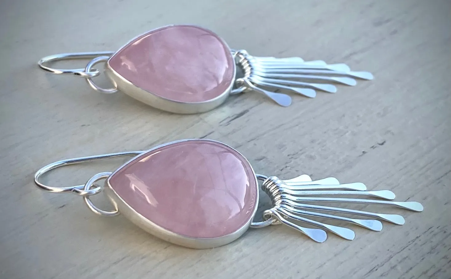 Rose Quartz Fringe Earring- Reserved