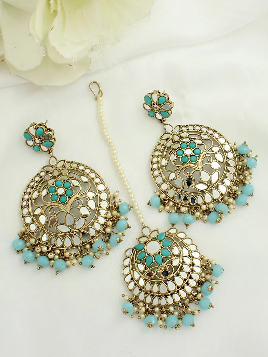 Roshini Mirror Earrings & Tikka