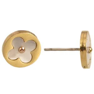 Round Clover Stud Earrings-Gold